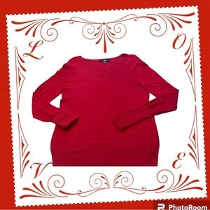 Women’s Mossimo V-Neck Red Long-Sleeved Sweater. Size X-Large. Nylon and Rayon.